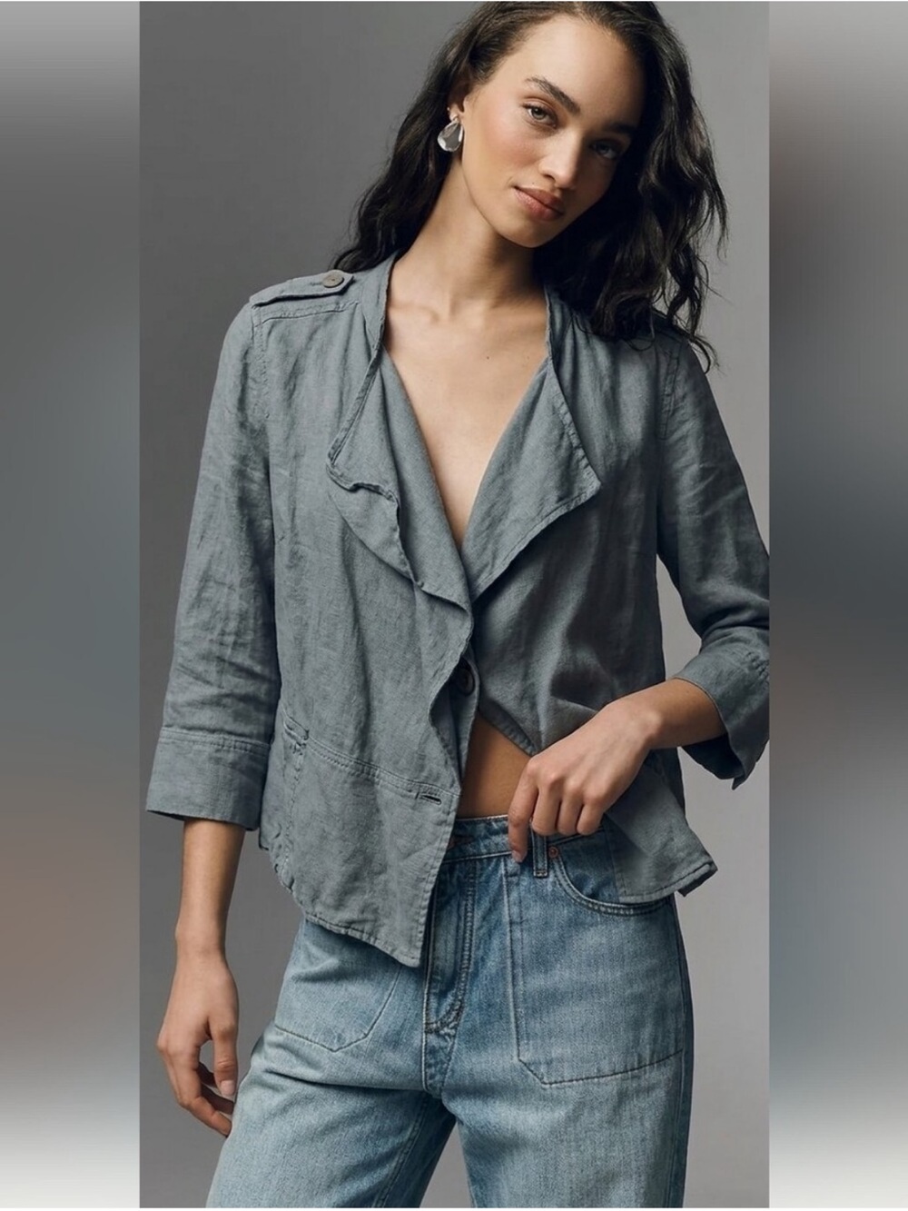 Anthropologie Daughters of the Liberation Linen-Blend Utility Jacket